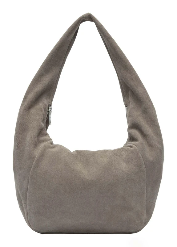 LIEBESKIND BERLIN Leather shoulder bag Farrah Hydro Suede Hobo Bag Neutral Gray light brown