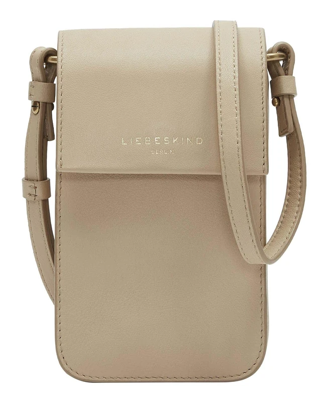 LIEBESKIND BERLIN Leather cross body bag phone pouch Lea Mobile Pouch Beige light brown
