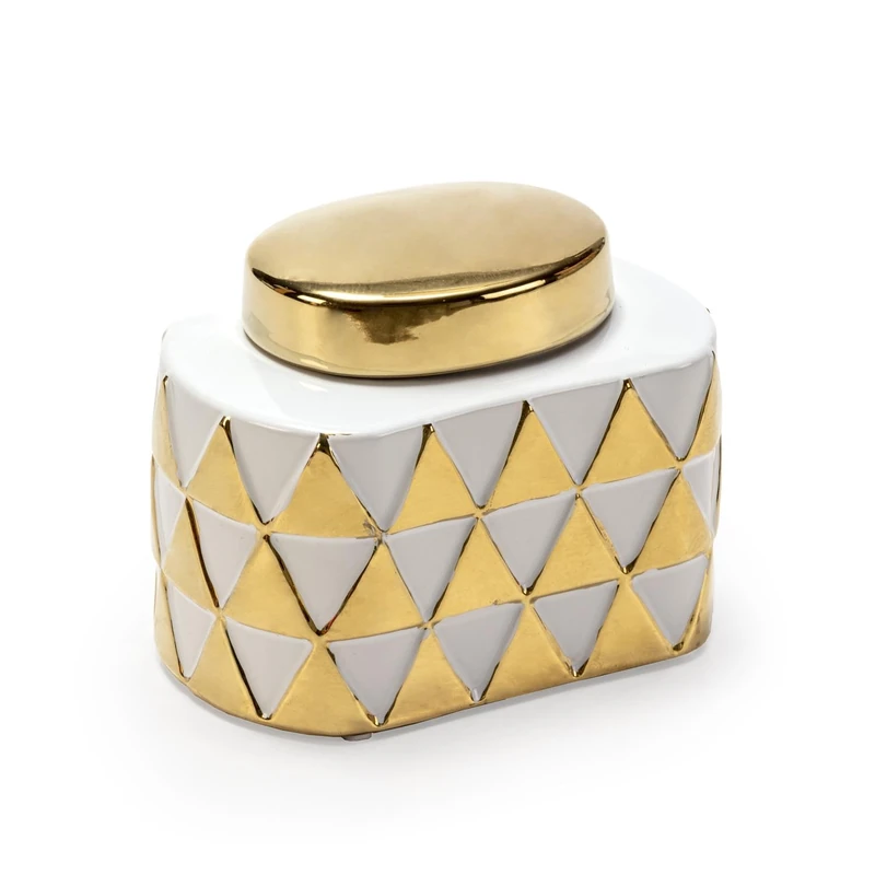 Tibor 18 x 11 x 13 cm Ceramic Blanco/Dorado - Image 1