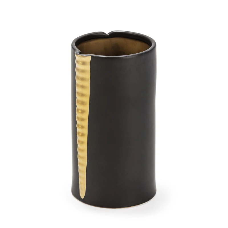 Jarron 17X16X31 Ceramic Black/Dorado