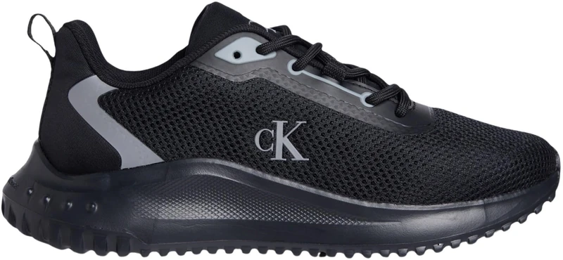 Calvin Klein Women’s EVA Mix Mesh Logo Runner Trainers, Black (Black/Mockingbird), 4