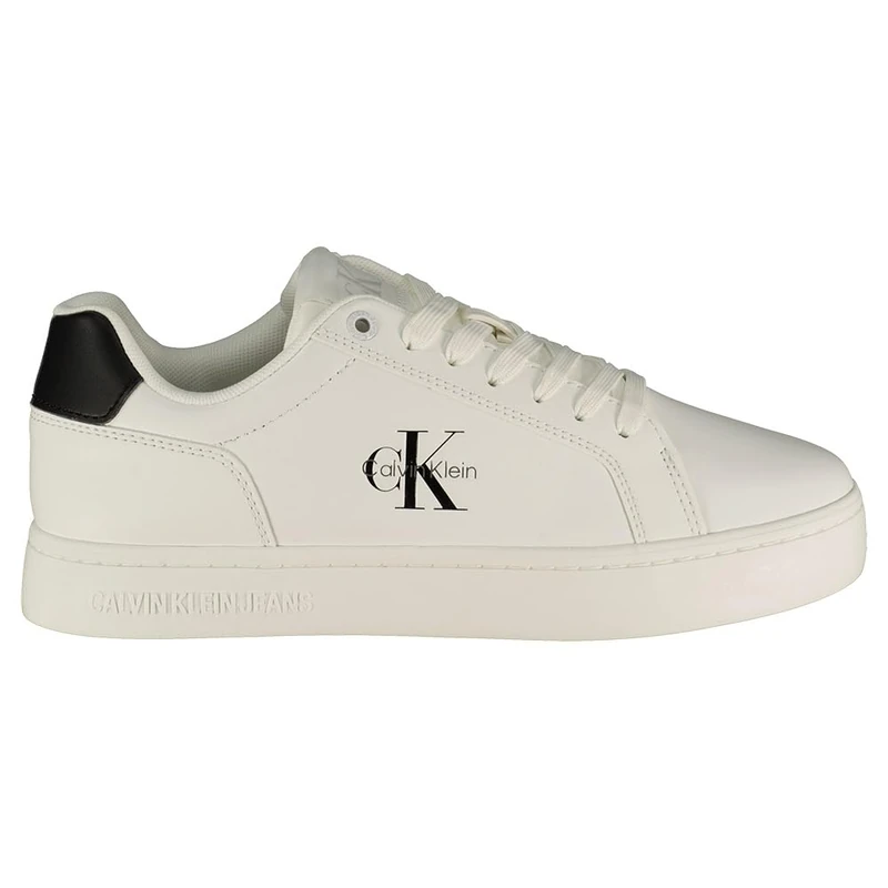 Calvin Klein Women’s Classic Mono Logo Cupsole Trainers, White (Bright White/Black), 6
