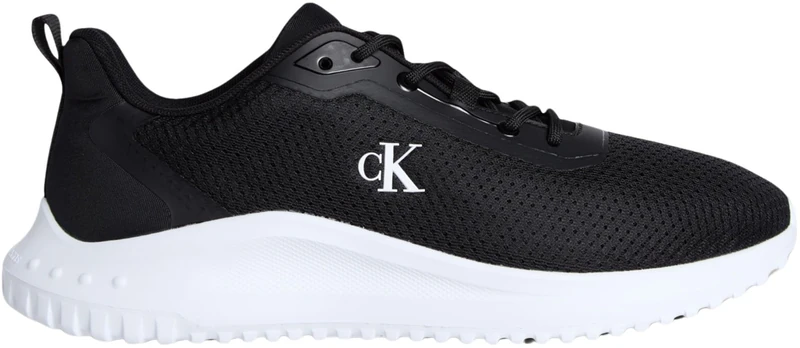 Calvin Klein Men’s EVA Mix Mesh Runner Trainers with Logo, Black (Black/Bright White), 9