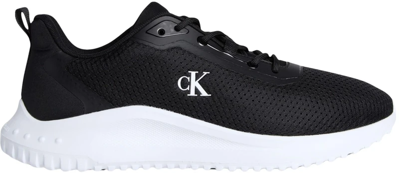 Calvin Klein Men’s EVA Mix Mesh Runner Trainers with Logo, Black (Black/Bright White), 6