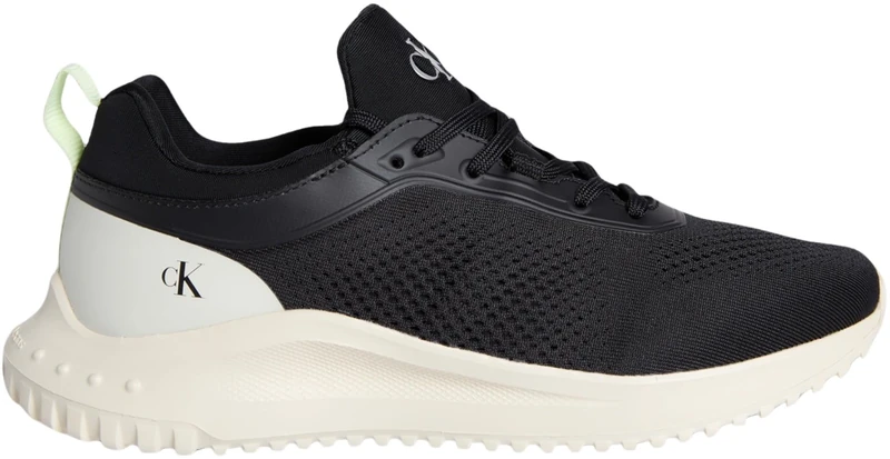 Calvin Klein Women’s Sporty EVA Sock Tech Mix Logo Runner Trainers, Black (Black/Pistachio/White Jade), 8