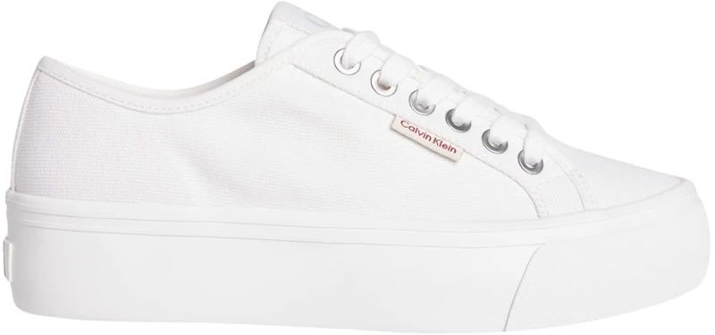 Calvin Klein Women’s Logo Tag Platform Vulcanised Trainers, White (Bright White), 8