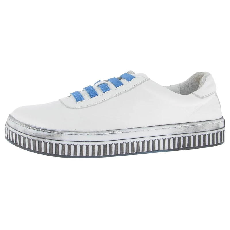 Andrea Conti Women's Low Top Trainers, White/Jeans/White Dirty, 37 EU, White Jeans White Dirty, 5 UK