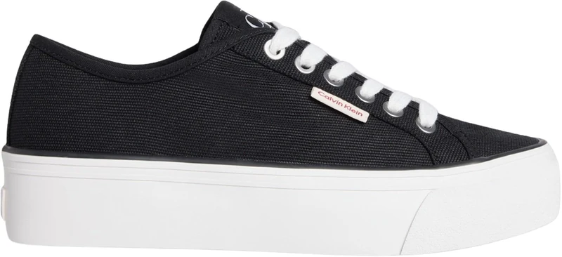 Calvin Klein Women’s Logo Tag Platform Vulcanised Trainers, Black (Ck Black), 5