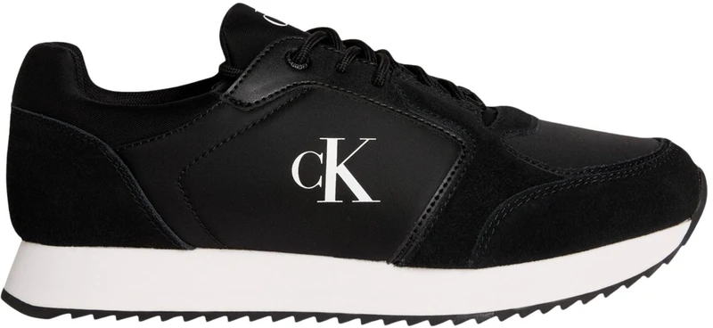 Calvin Klein Women’s Sporty Lace-up Sock Runner Trainers, Black (Black), 5