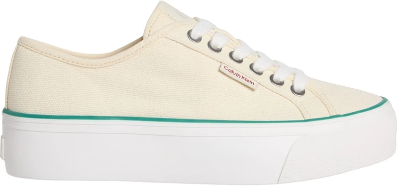 Calvin Klein Women’s Logo Tag Platform Vulcanised Trainers, Yellow (Sweet Corn/Wild Green), 7