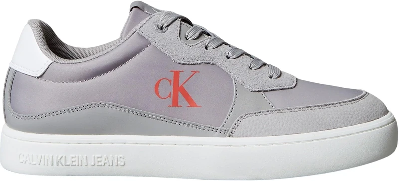 Calvin Klein Jeans Men's Classic Cupsole MG Nylon Mix YM0YM01304 Low Top, Grey (Formal Grey/Eggshell/Paprika), 10