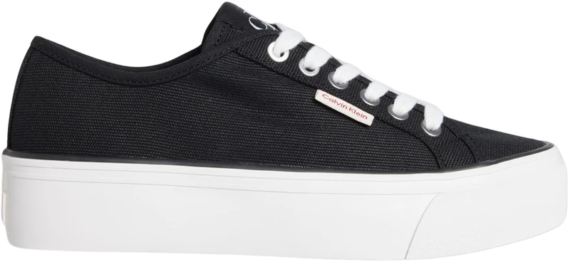 Calvin Klein Women’s Logo Tag Platform Vulcanised Trainers, Black (Ck Black), 7