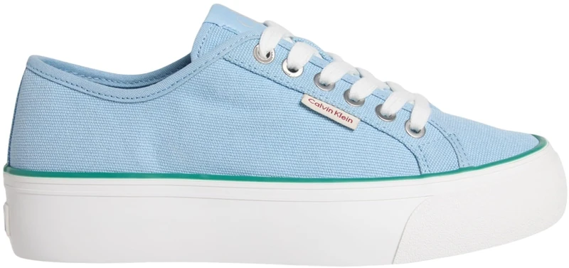 Calvin Klein Women’s Logo Tag Platform Vulcanised Trainers, Multicolor (Cool Blue/Wild Green), 8