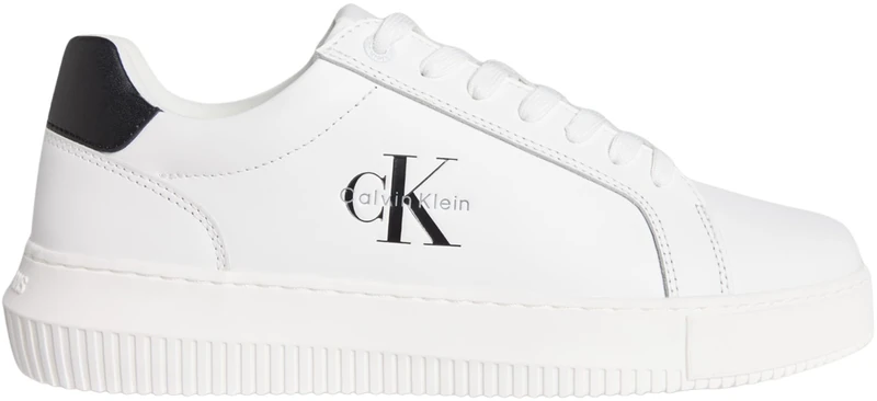 Calvin Klein Men’s Chunky Mono Leather Cupsole Trainers, White (Bright White/Black), 11