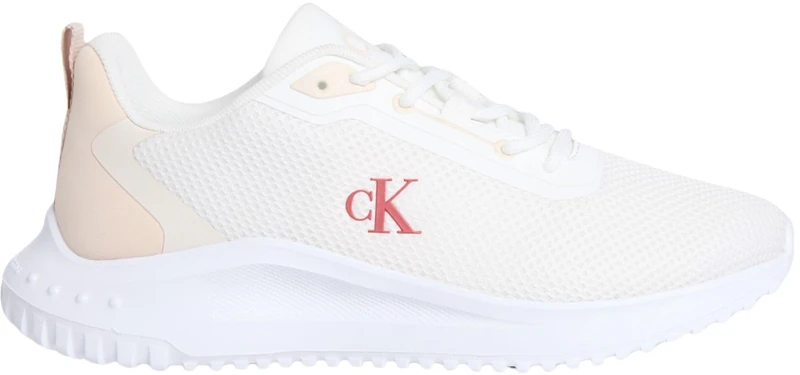 Calvin Klein Women’s EVA Mix Mesh Logo Runner Trainers, Off-White (Bright White/Pink/Turtledove), 5