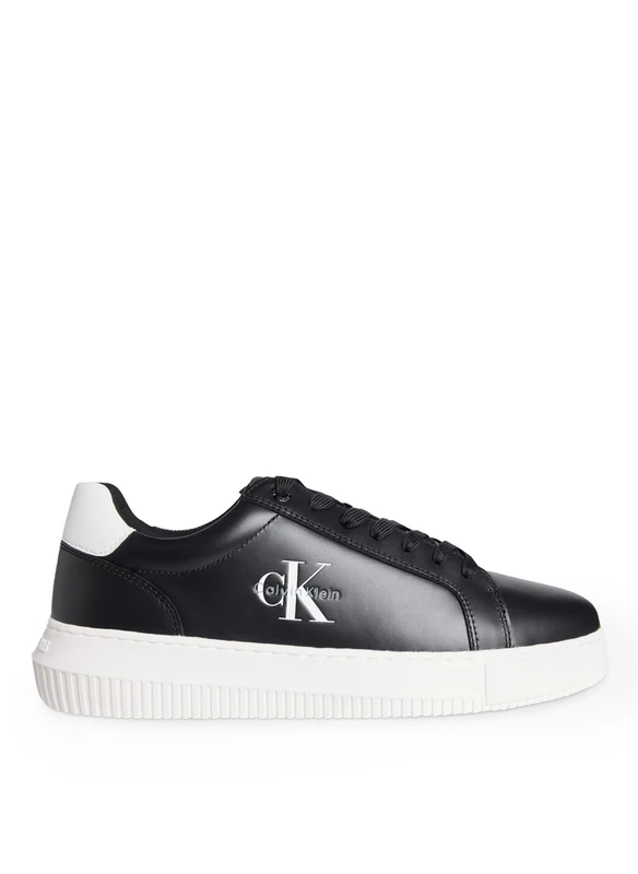 Calvin Klein Men’s Chunky Mono Leather Cupsole Trainers, Black (Black/Bright White), 8