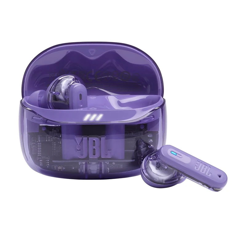 JBL Tune Beam Ghost 2, Wireless Noise Cancelling Bluetooth Earbuds with 48h Playtime, IP54 Water and Dust Resistant, Multi-Point Connection, Ergonomic Design, Closed-Back Stick Design, Purple Ghost