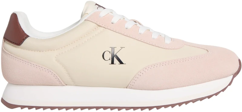 Calvin Klein Women’s Leather Lace-up Runner Trainers, Multicolor (Pistachio/Whisper Pink), 8 - Image 1
