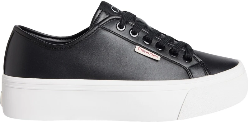 Calvin Klein Women’s Flatform Vulcanised Trainers, Black (Ck Black), 4