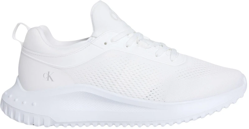 Calvin Klein Women’s Sporty EVA Sock Tech Mix Logo Runner Trainers, White (Triple Bright White), 6