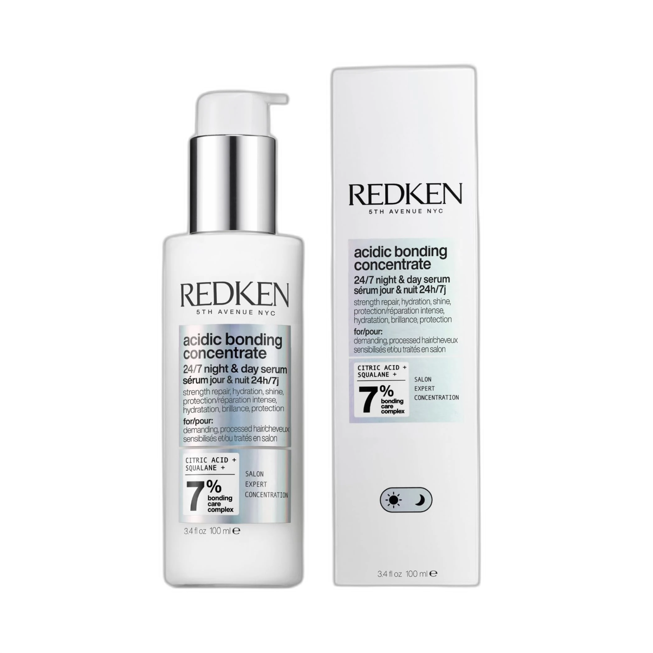 Redken Acidic Bonding Concentrate 24/7 Night and Day Hair Serum, Repairs & Strengthens, Bond Repair For Damaged Hair 100ml