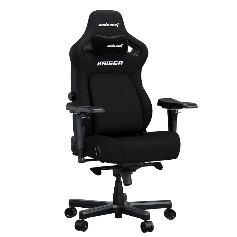 Anda Seat Kaiser 4 Gaming Chair for Adults - Large Reclining Video Game Chairs with 4-Level Pop-Out Lumbar, Linen Fabric, Heavy Duty Neck & Back Support - Black Fabric Ergonomic Gaming Chair