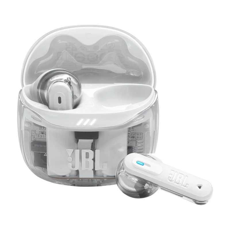 JBL Tune Flex Ghost 2, Wireless Noise Cancelling Bluetooth Earbuds with 48h Playtime, IP54 Water and Dust Resistant, Multi-Point Connection, Ergonomic Design, Open-Back Stick Design, White Ghost