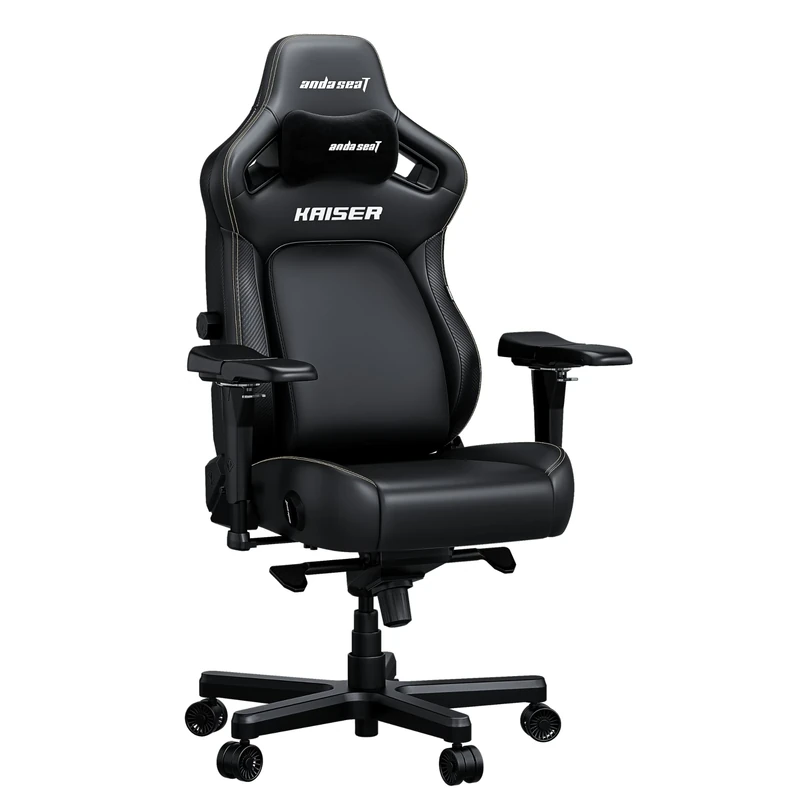 Anda Seat Kaiser 4 Gaming Chair for Adults - Large Reclining Video Game Chairs with 4-Level Pop-Out Lumbar, Stain-Resistant Faux Leather, Heavy Duty Neck & Back Support - Black Ergonomic Gaming Chair