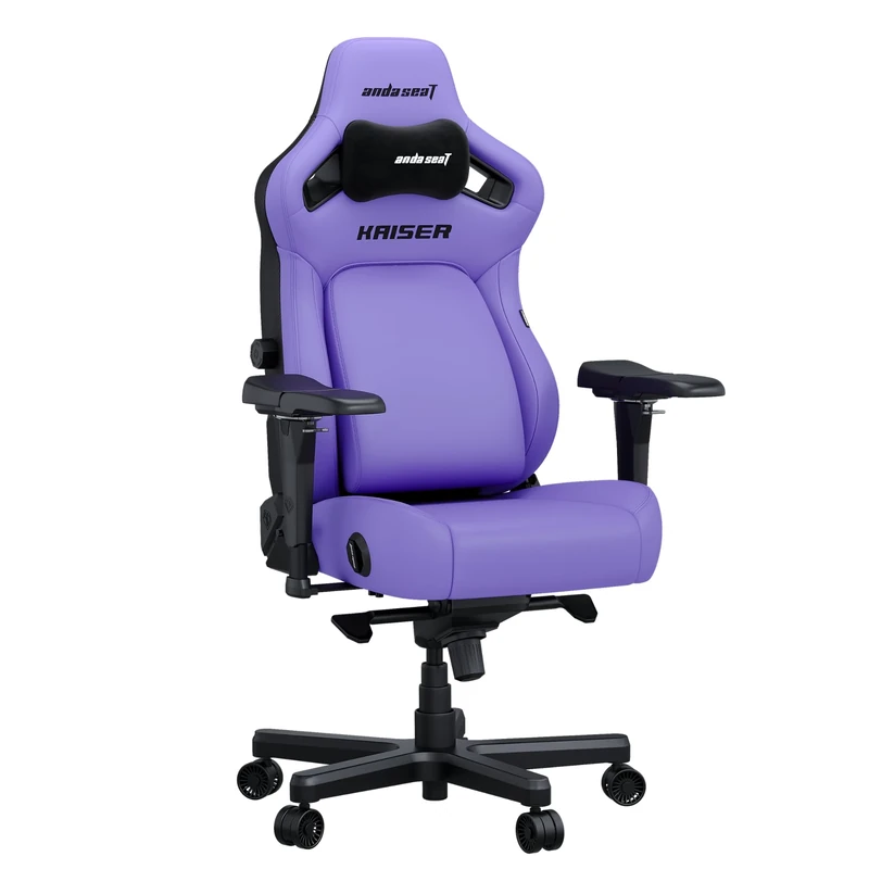 Anda Seat Kaiser 4 Gaming Chair for Adults - XL Reclining Video Game Chairs with 4-Level Pop-Out Lumbar, Stain-Resistant Faux Leather, Heavy Duty Neck & Back Support - Purple Ergonomic Gaming Chair