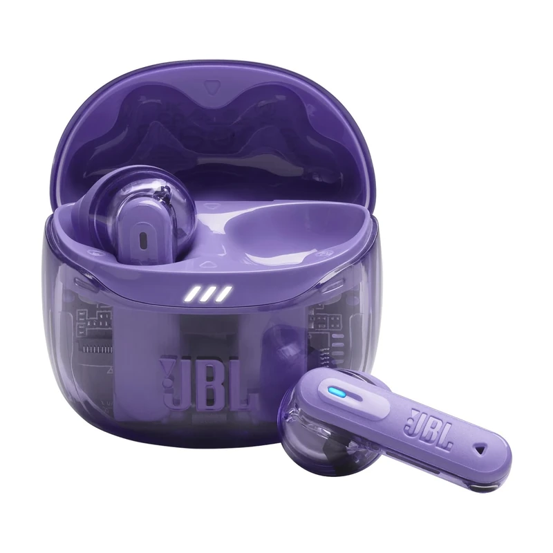 JBL Tune Flex Ghost 2, Wireless Noise Cancelling Bluetooth Earbuds with 48h Playtime, IP54 Water and Dust Resistant, Multi-Point Connection, Ergonomic Design, Open-Back Stick Design, Purple Ghost