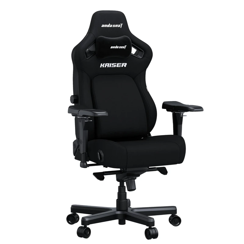 Anda Seat Kaiser 4 Gaming Chair for Adults - XL Reclining Video Game Chairs with 4-Level Pop-Out Lumbar, Linen Fabric, Heavy Duty Neck & Back Support - Black Fabric Ergonomic Gaming Chair