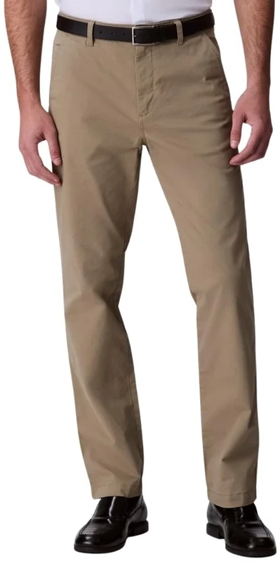 Calvin Klein Men’s Signature Slim Fit Cotton Chinos, Beige (Overland Trek), 32W/38L