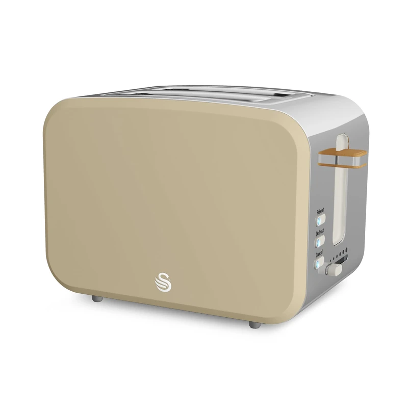 Swan ST14610OAT Nordic 2 Slice Toaster with 6 Browning Levels, Defrost/Reheat/Cancel, Removable Crumb Tray, Cord Storage, 900W, Oatmeal