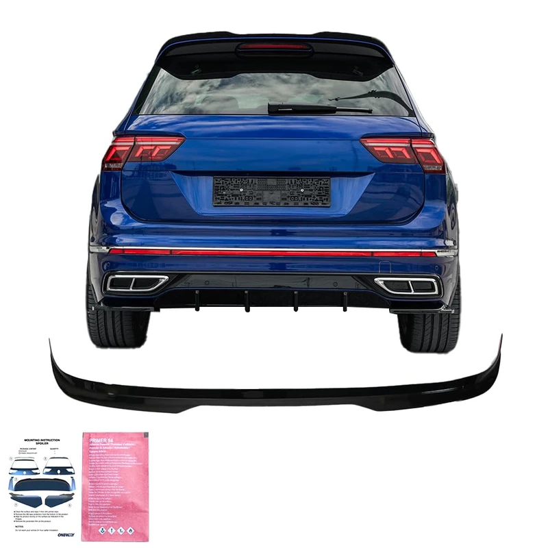 Oneway Roof Spoiler (Cap) compatible with Volkswagen Tiguan II R/R Line Facelift 2020-2024 - Gloss black