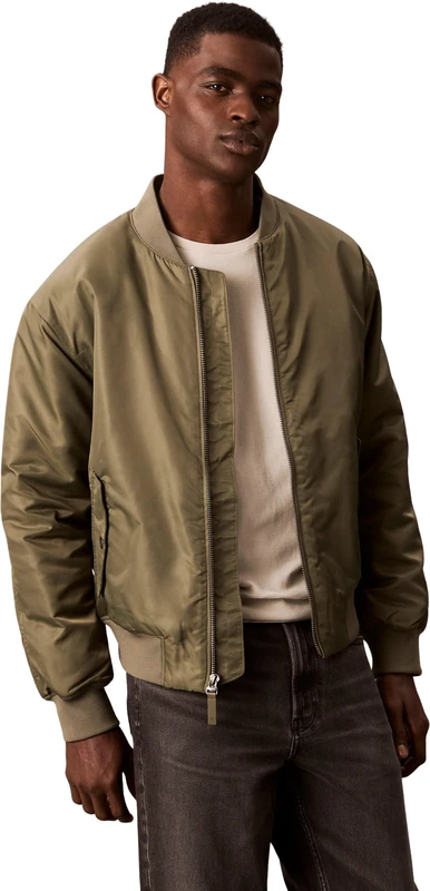 Calvin Klein Men's Hero Bomber Jacket with Zip, Green (Dusty Olive), XS