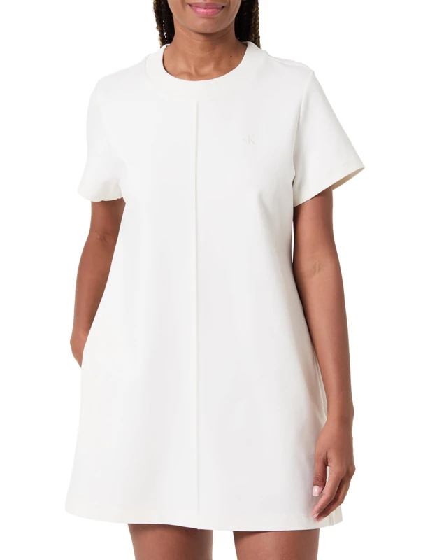 Calvin Klein Women’s Punto Milano Short T-Shirt Dress, Beige (Tofu), XS