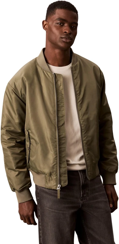 Calvin Klein Men's Hero Bomber Jacket with Zip, Green (Dusty Olive), XXL