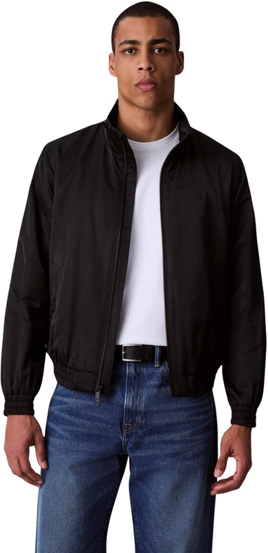 Calvin Klein Men’s Padded Harrington Jacket with Stand Collar, Black (Black), S