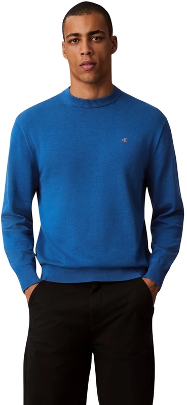 Calvin Klein Jeans Men's LS EZ Cotton CREWNK Sweater 12GG LV04RC309G Sweaters, Blue (Royal Lagoon), L