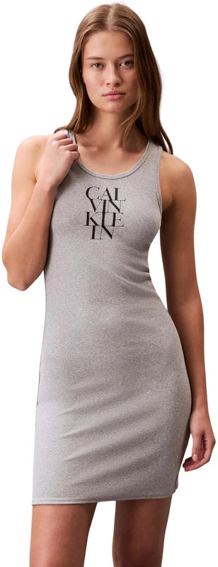 Calvin Klein Women’s Cotton Rib Mini Bodycon Dress, Grey (Heroic Grey Heather), L