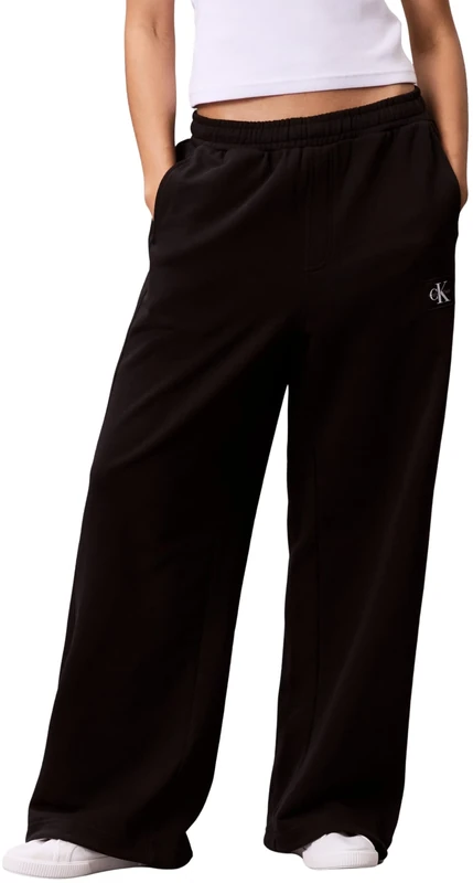 Calvin Klein Women’s Badge Logo French Terry Cotton Joggers, Black (Black), S