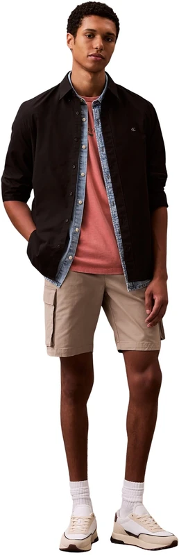 Calvin Klein Men’s Cotton Pull-on Knee Length Cargo Shorts, Beige (Vintage Khaki), XXL