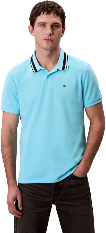 Calvin Klein Jeans Men's SS CSL PQ CLSSC TPPD LV04RC276G Polos, Blue (Atmosphere Blue), M