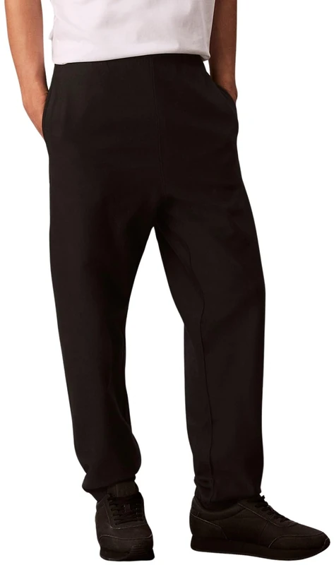Calvin Klein Men’s Premium Terry Monogram Drawstring Jogging Bottoms, Black (Black), L
