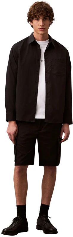 Calvin Klein Men’s Cotton Pull-on Knee Length Cargo Shorts, Black (Black), XL