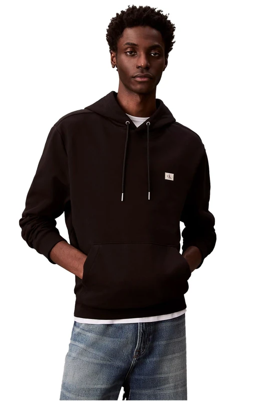 Calvin Klein Men’s Terry Badge Hoodie, Black (Black), XXL