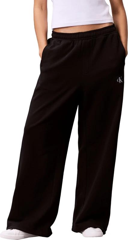 Calvin Klein Women’s Badge Logo French Terry Cotton Joggers, Black (Black), XXS