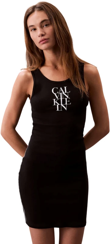 Calvin Klein Women’s Cotton Rib Mini Bodycon Dress, Black (Black), XL