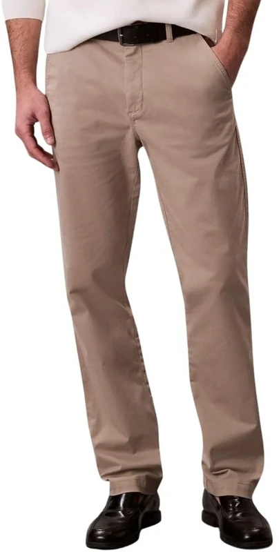 Calvin Klein Men’s Signature Slim Fit Cotton Chinos, Beige (Vintage Khaki), 32W/29L