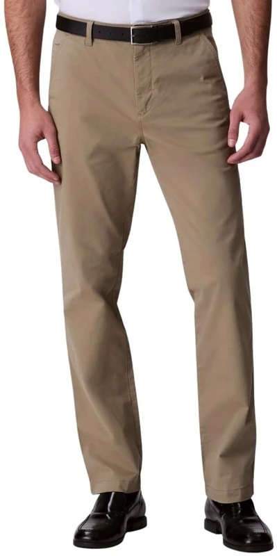 Calvin Klein Men’s Signature Slim Fit Cotton Chinos, Beige (Overland Trek), 34W/36L